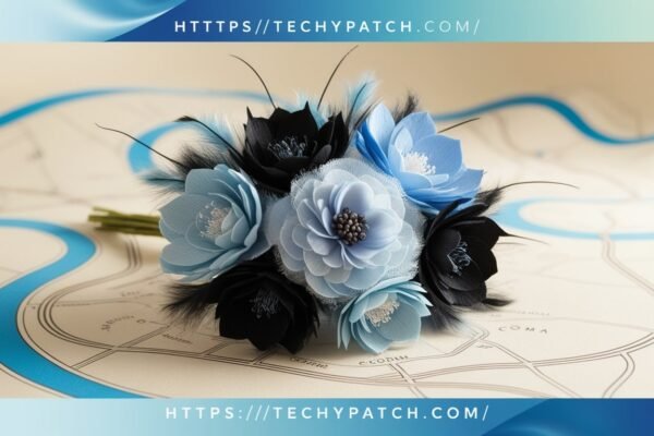 Ice Blue and Black Flower Bouquet Comacity Map