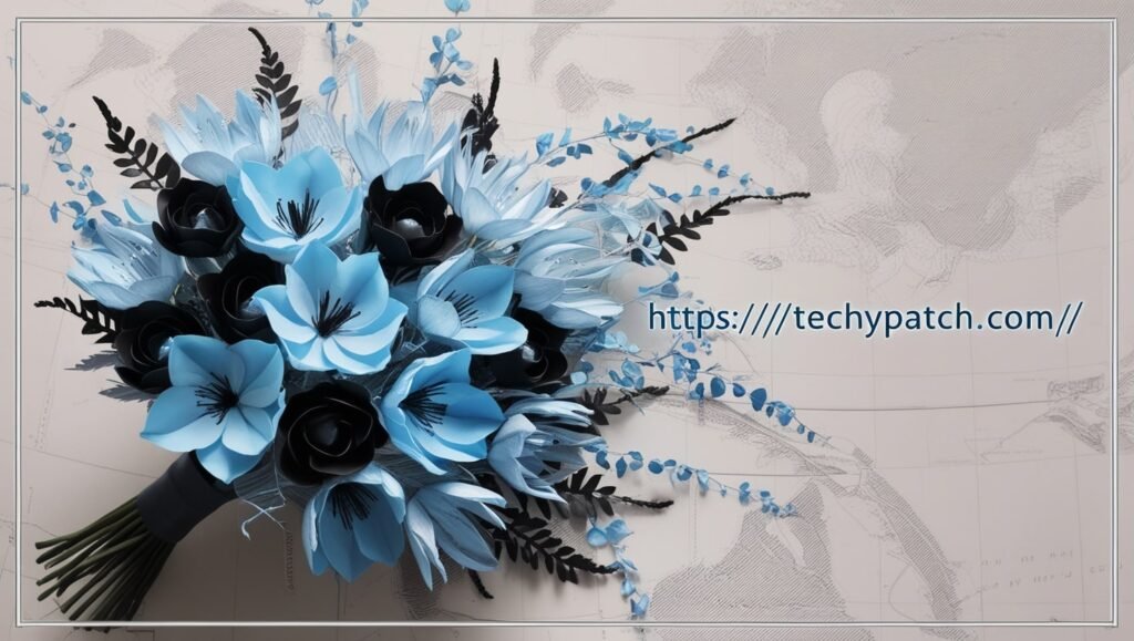 Ice Blue and Black Flower Bouquet Comacity Map