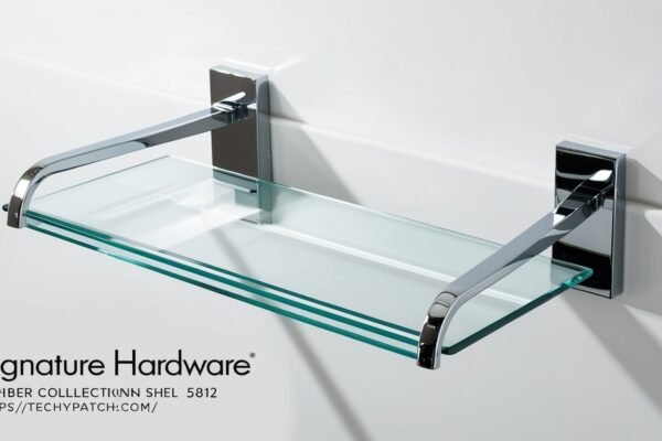 signature hardware farber collection glass bath shelf 5812